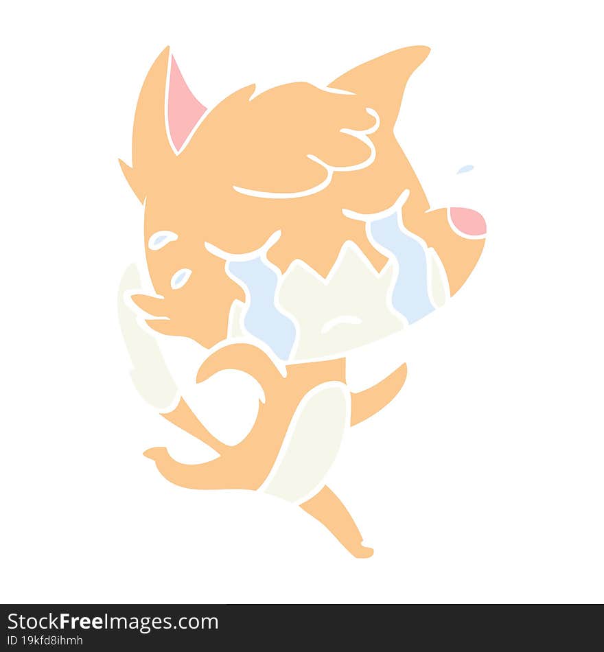 crying fox flat color style cartoon