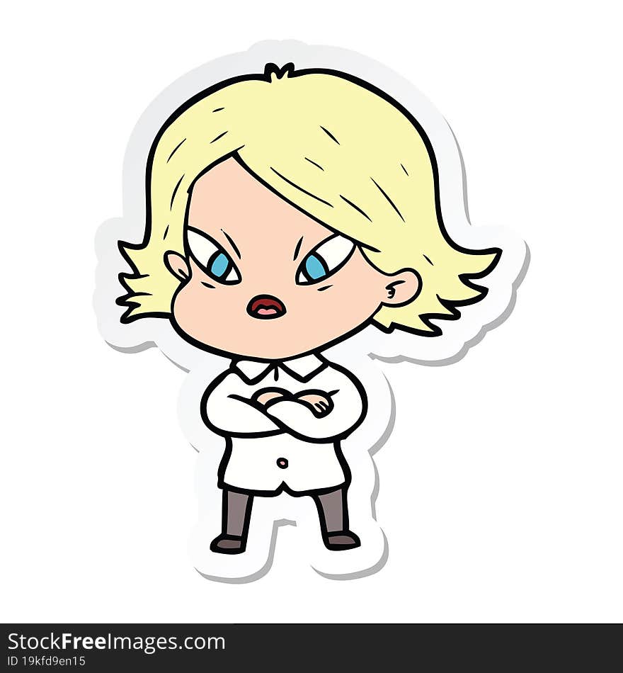 sticker of a cartoon stressed woman