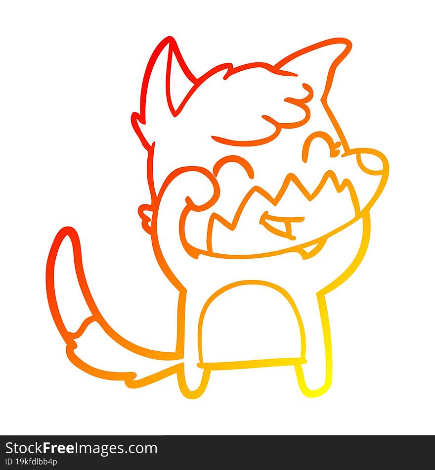 warm gradient line drawing happy cartoon fox