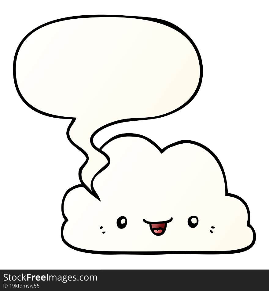 cute cartoon cloud and speech bubble in smooth gradient style