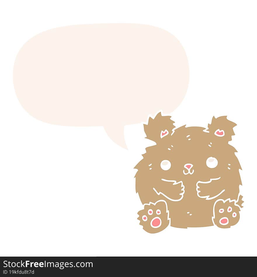 cute cartoon bear and speech bubble in retro style