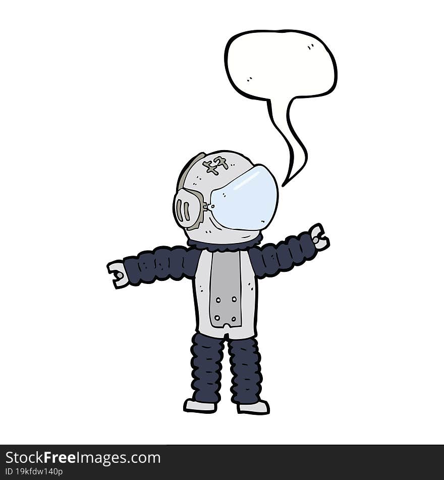 cartoon astronaut reaching with speech bubble