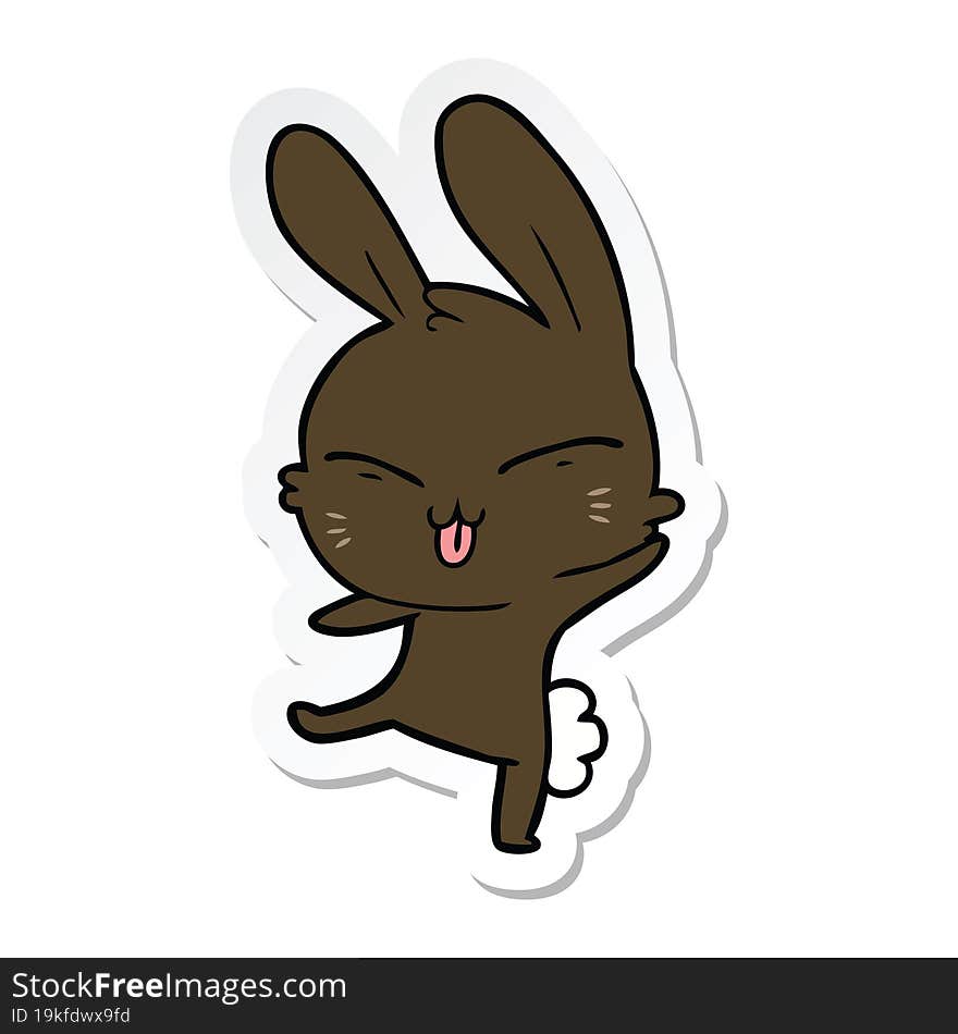 Sticker Of A Cute Cartoon Rabbit