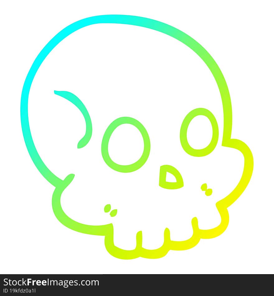 cold gradient line drawing cartoon skull