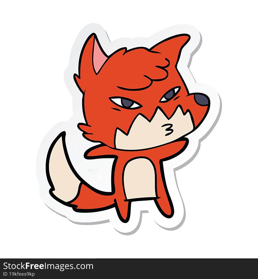 sticker of a clever cartoon fox