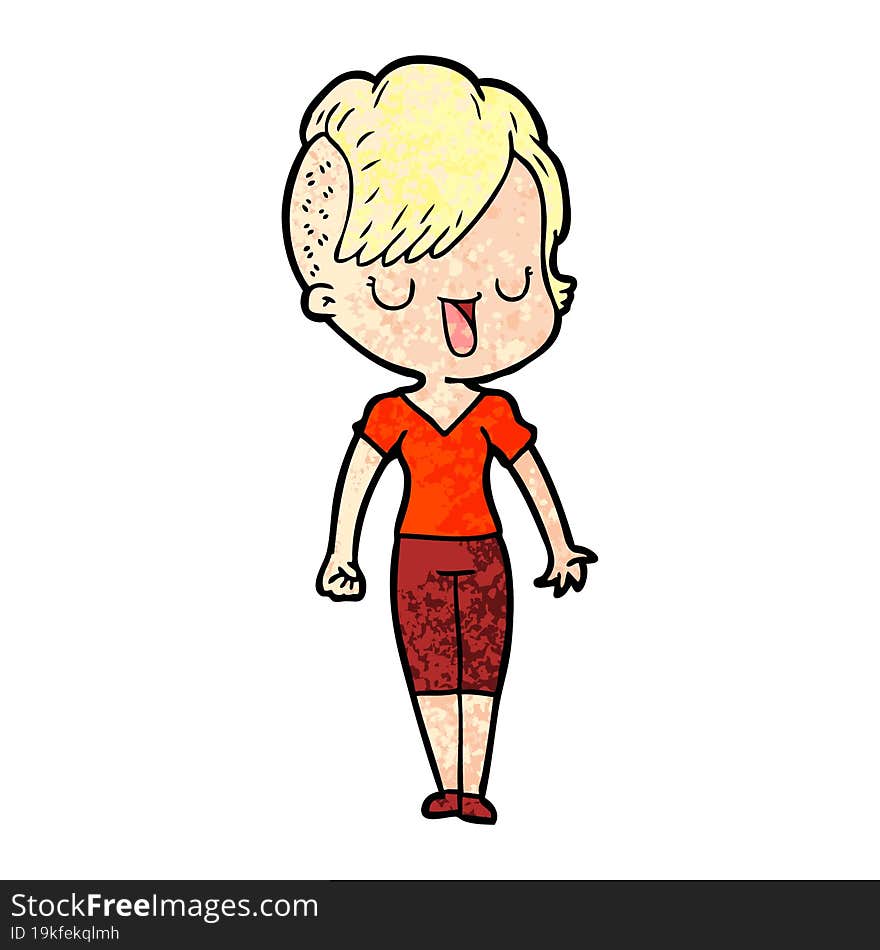 cute cartoon girl with hipster haircut. cute cartoon girl with hipster haircut