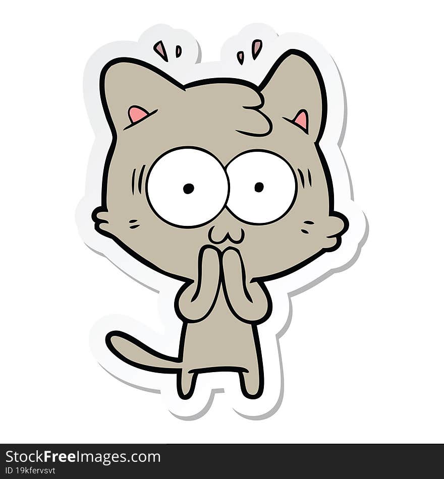 sticker of a cartoon surprised cat