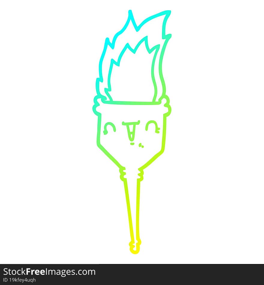 cold gradient line drawing cartoon flaming chalice