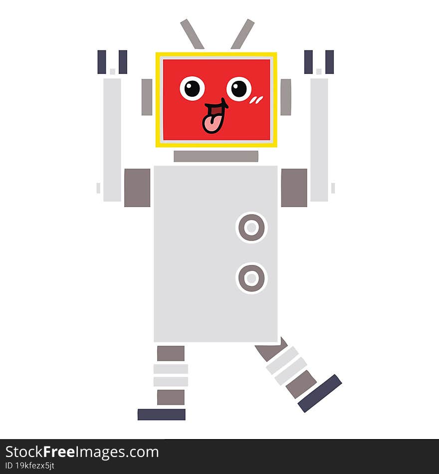 flat color retro cartoon of a robot