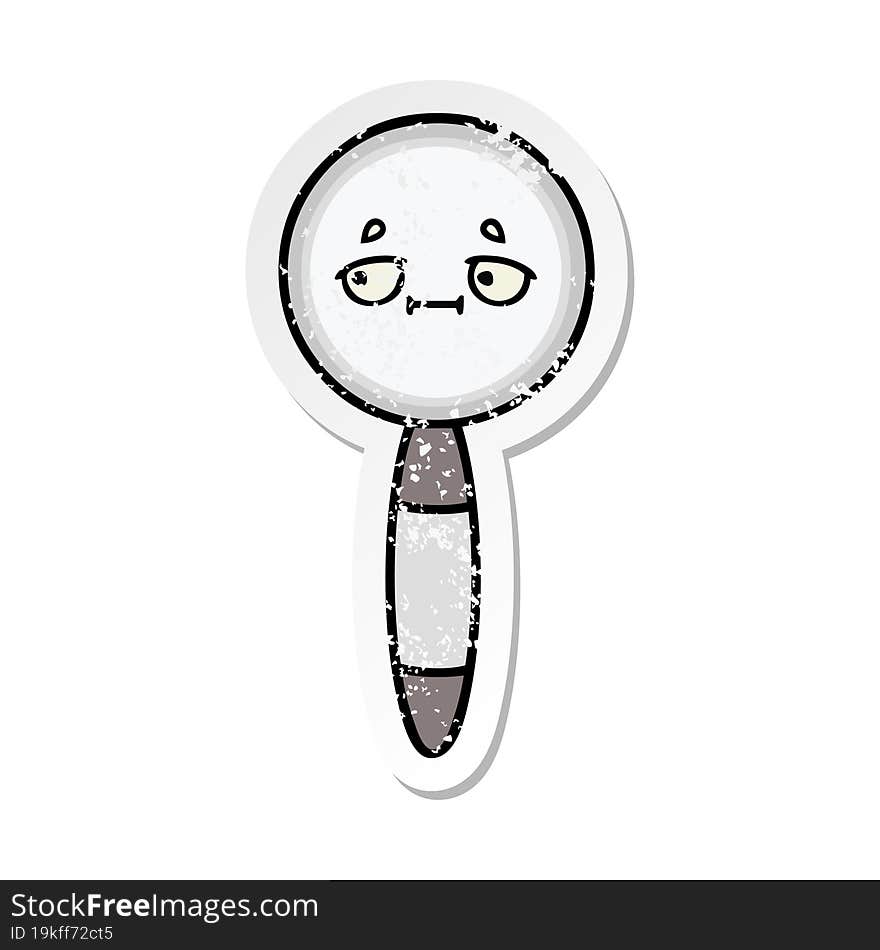 Distressed Sticker Of A Cute Cartoon Magnifying Glass