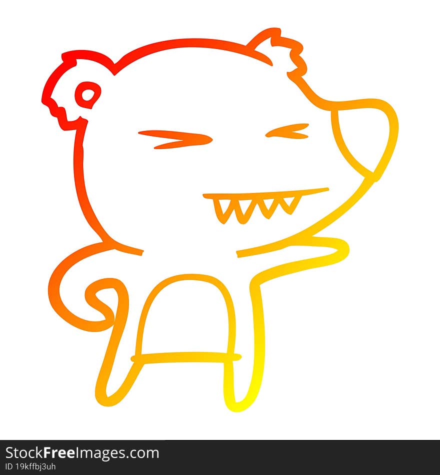 warm gradient line drawing of a angry bear cartoon