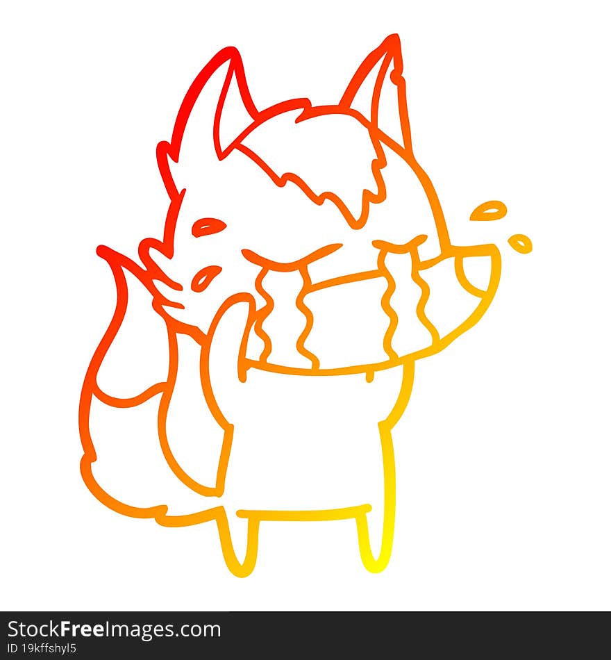 warm gradient line drawing cartoon crying wolf