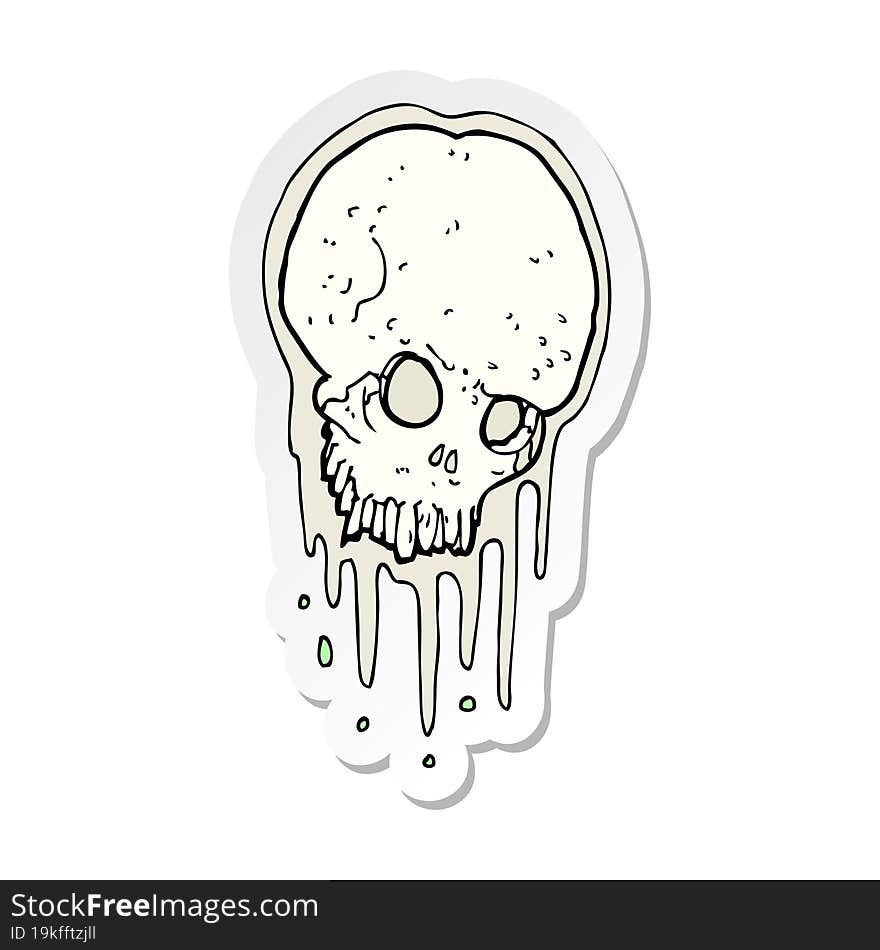 sticker of a cartoon scary skull