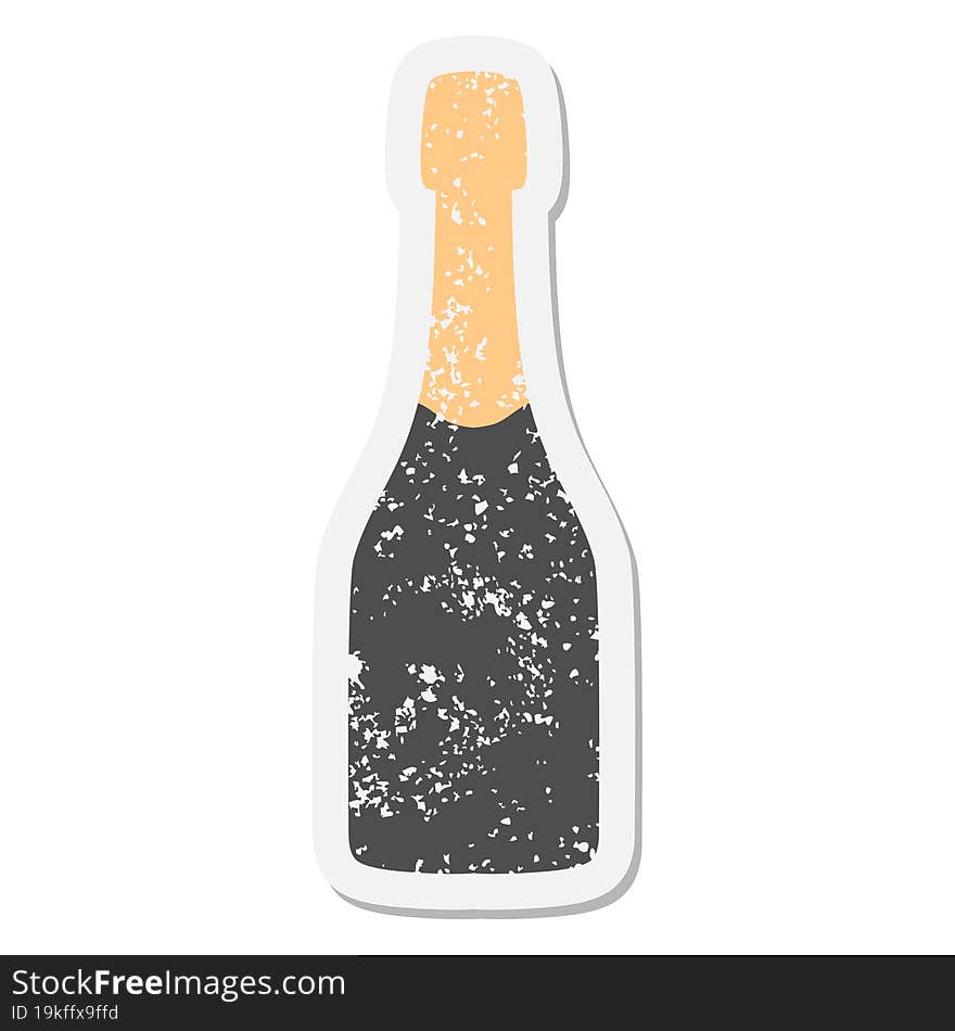 Champagne Bottle Grunge Sticker