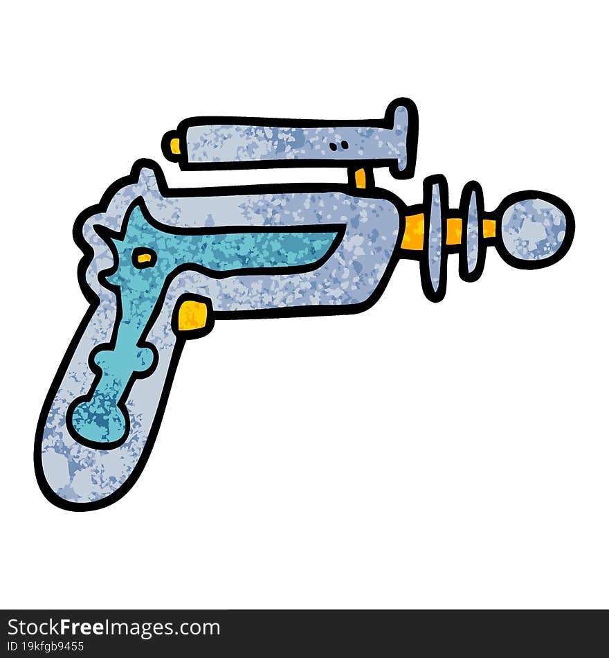 Grunge Textured Illustration Cartoon Ray Gun