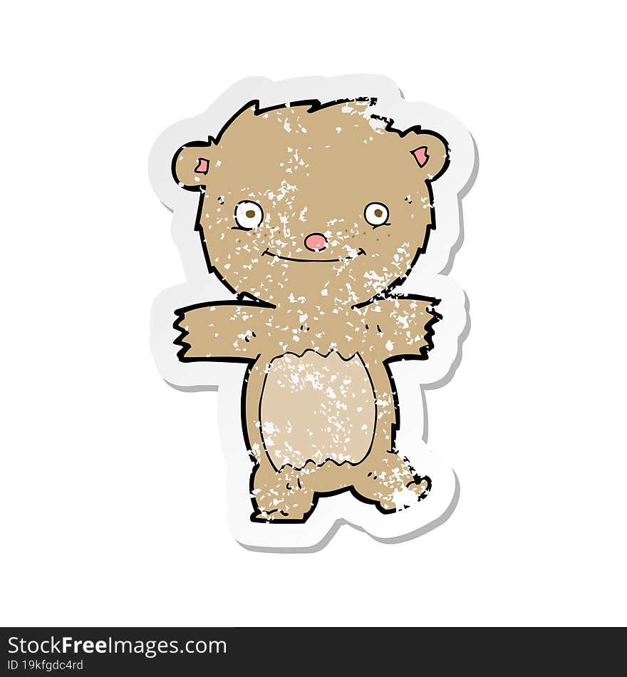 retro distressed sticker of a cartoon teddy bear