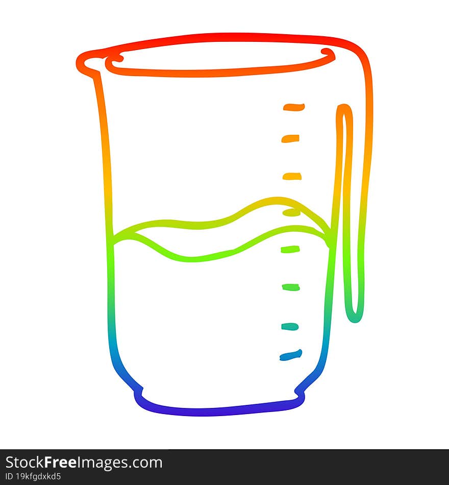 rainbow gradient line drawing of a cartoon jug