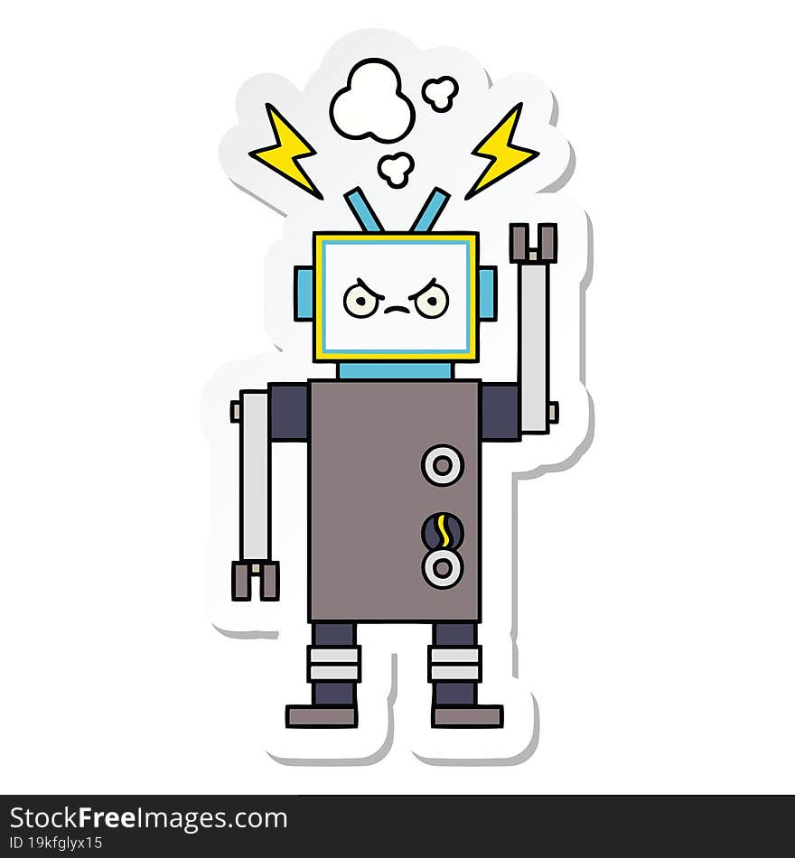 sticker of a cute cartoon robot