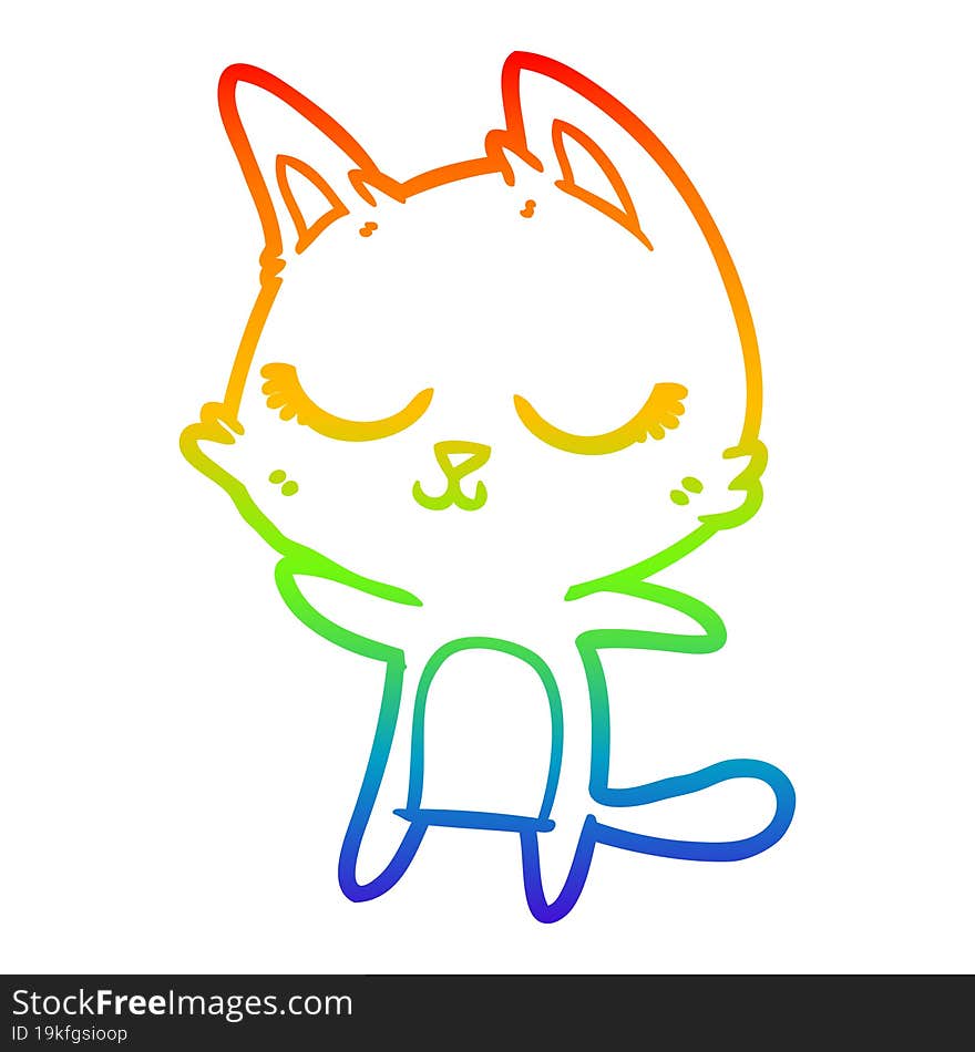 rainbow gradient line drawing calm cartoon cat