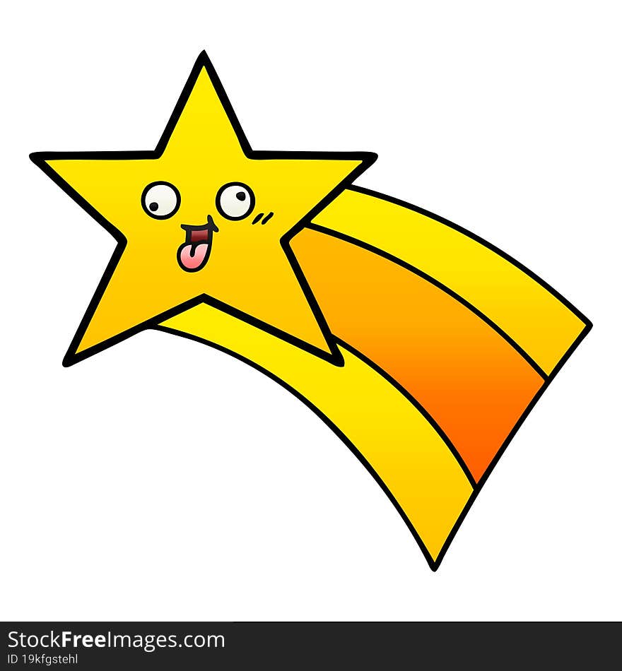 gradient shaded cartoon shooting rainbow star