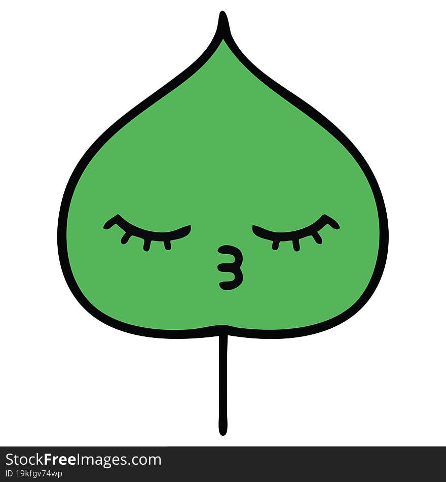 cute cartoon of a expressional leaf