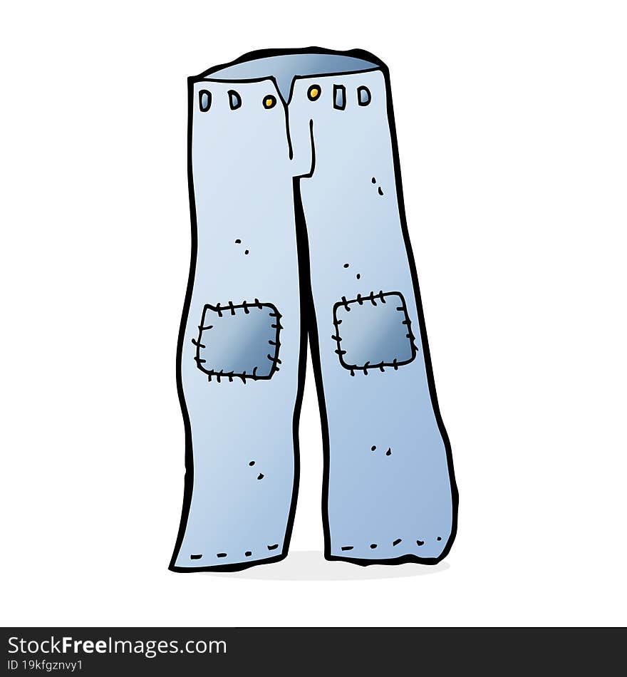 cartoon patched old jeans