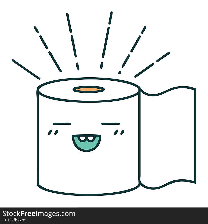 traditional tattoo style toilet paper character