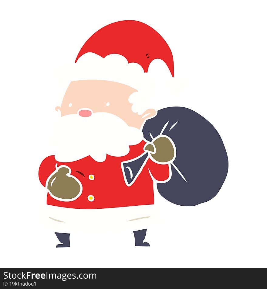 Flat Color Style Cartoon Santa Claus