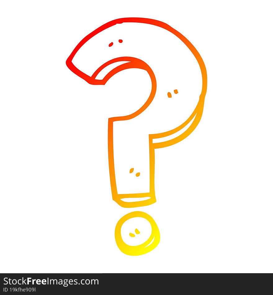 warm gradient line drawing cartoon question mark