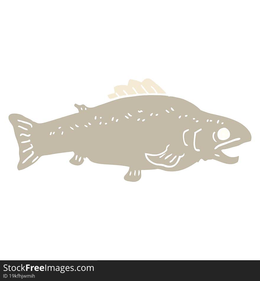 flat color illustration cartoon large fish