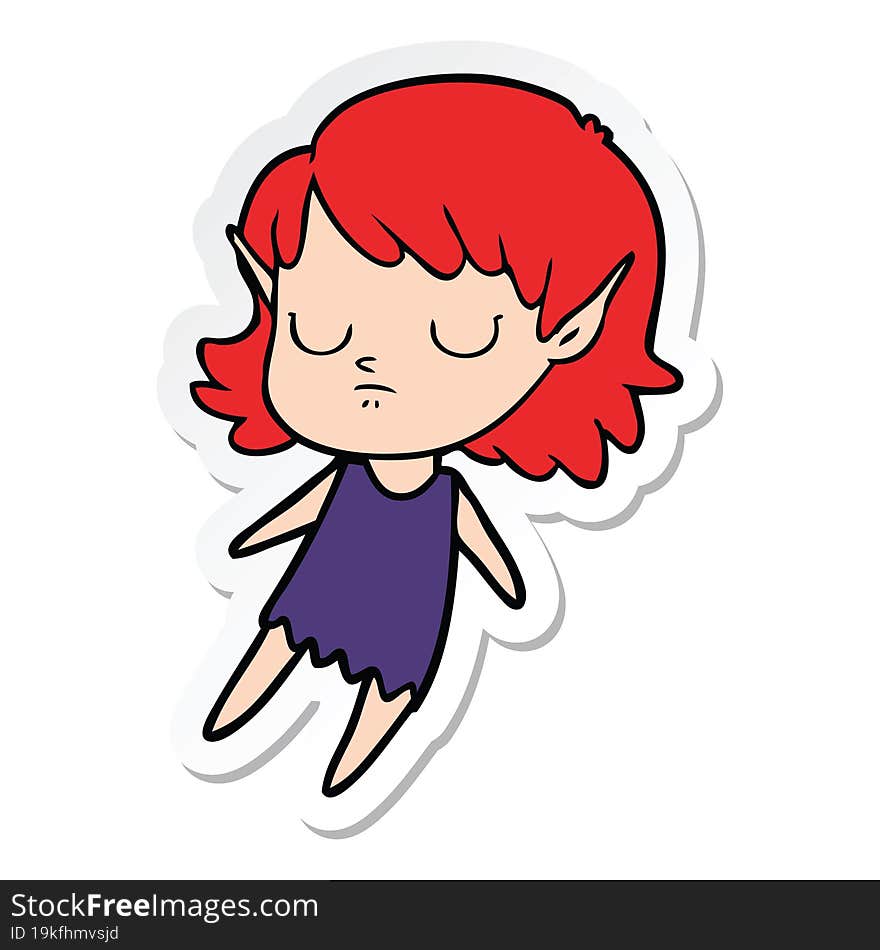 sticker of a cartoon elf girl