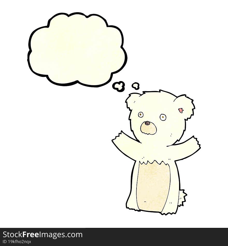 cartoon polar bear cub with thought bubble