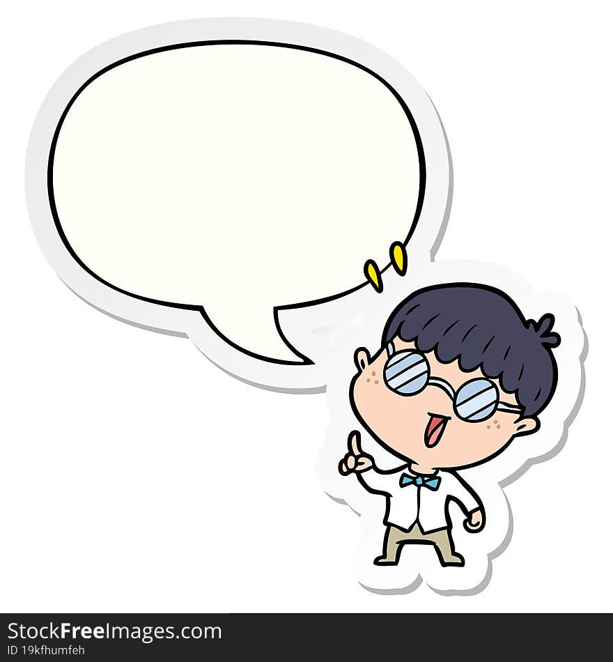 Cartoon Clever Boy And Idea And Speech Bubble Sticker