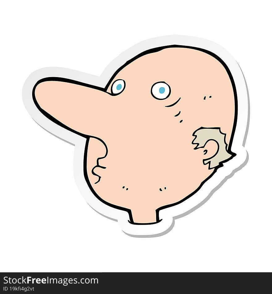 sticker of a cartoon balding man