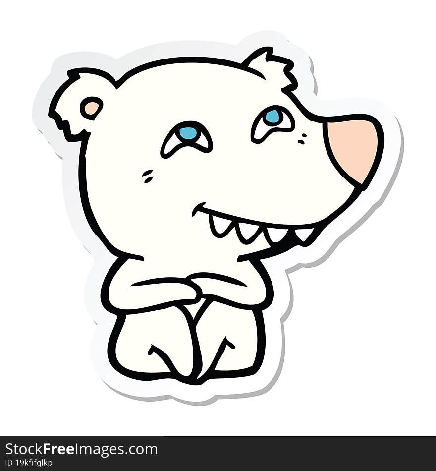 Sticker Of A Cartoon Polar Bear Showing Teeth