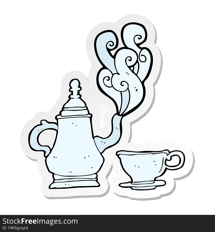 sticker of a cartoon tea set