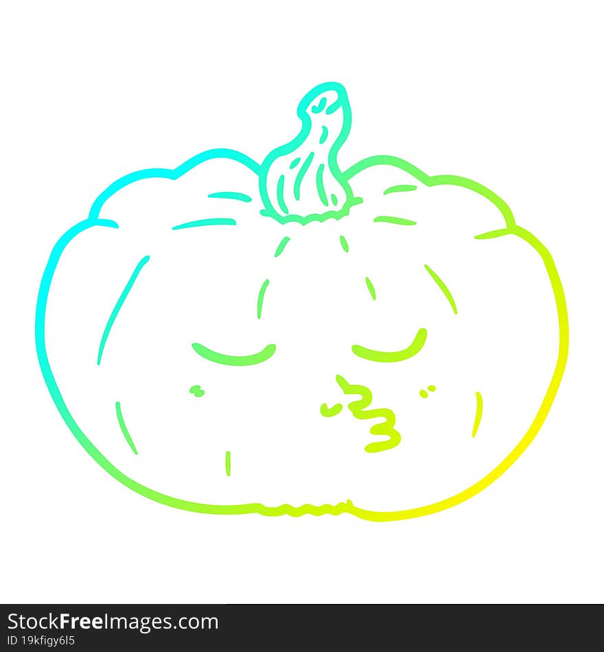 cold gradient line drawing cartoon pumpkin