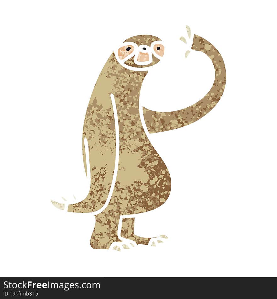 quirky retro illustration style cartoon sloth