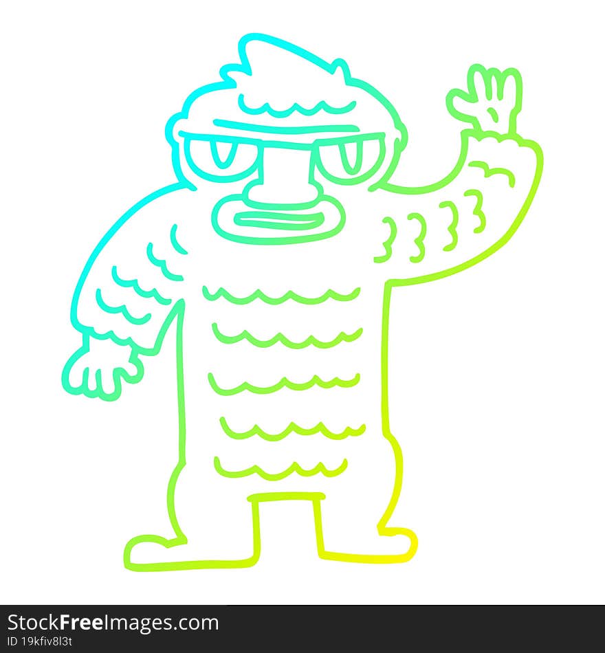 cold gradient line drawing cartoon big yeti