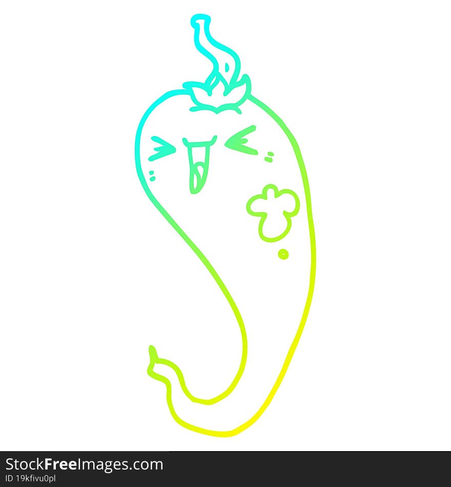 cold gradient line drawing cartoon hot chili pepper