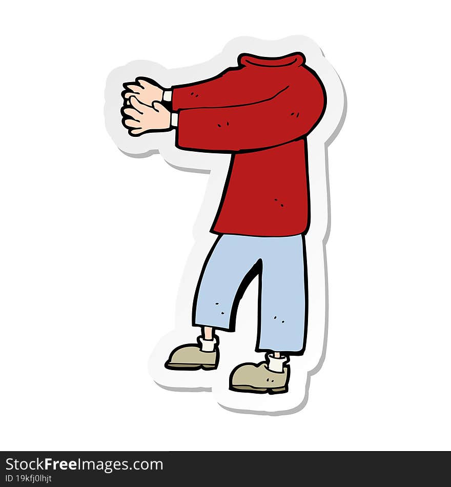 sticker of a cartoon headless body