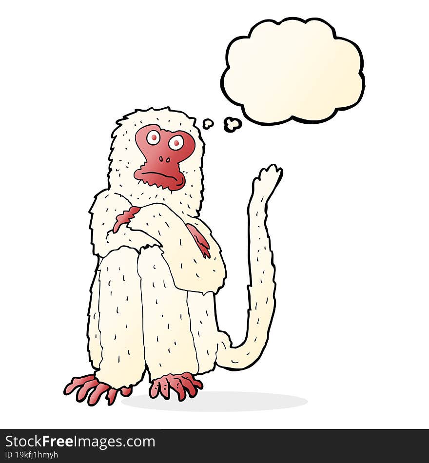 cartoon monkey with thought bubble