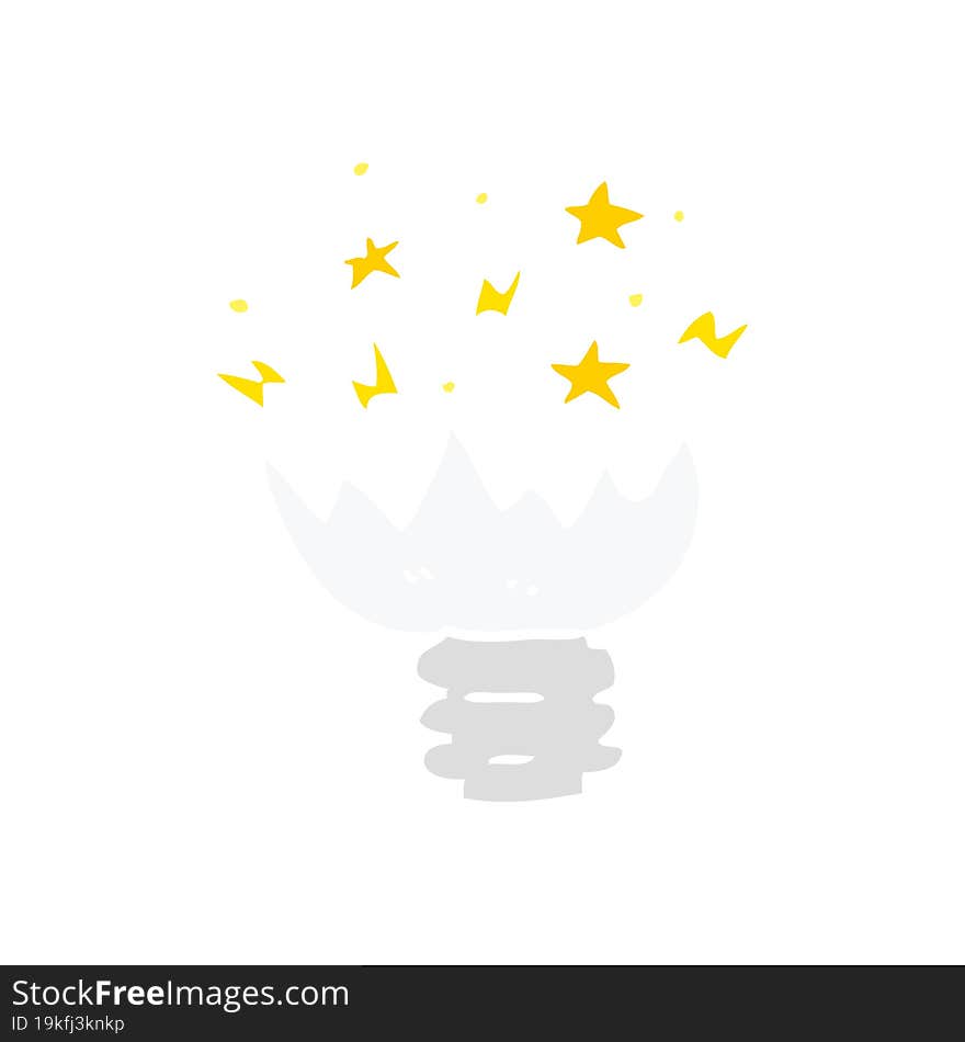 flat color style cartoon exploding light bulb