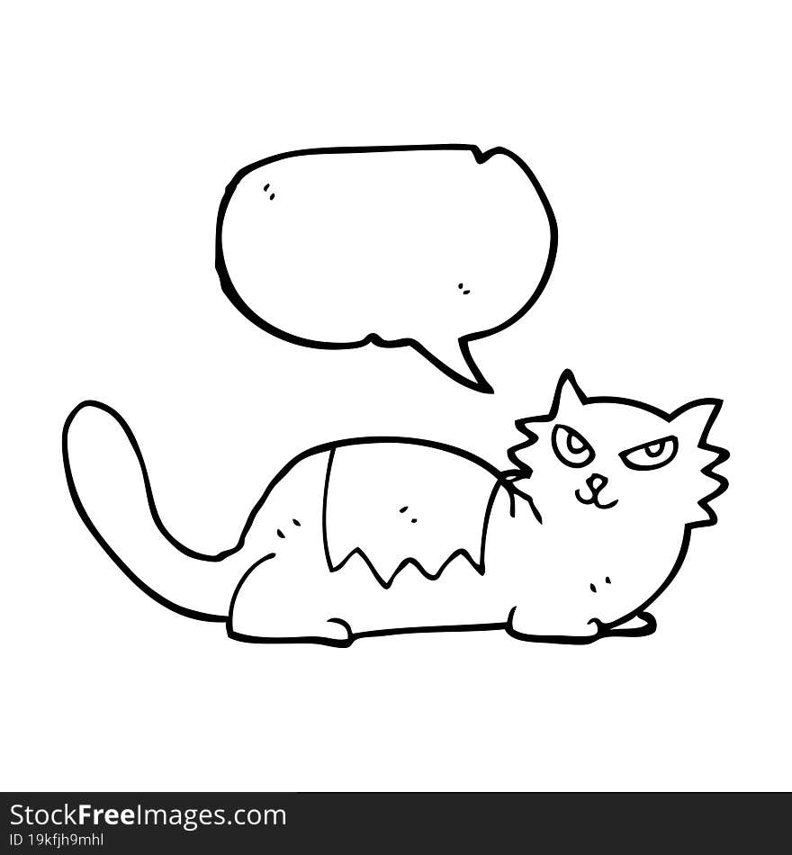 freehand drawn speech bubble cartoon cat