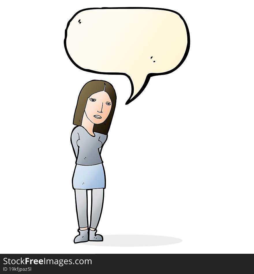 Cartoon Woman Waiting With Speech Bubble