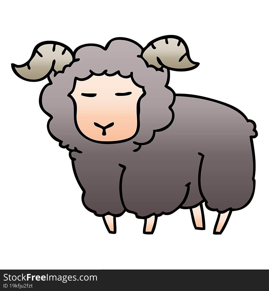 quirky gradient shaded cartoon ram