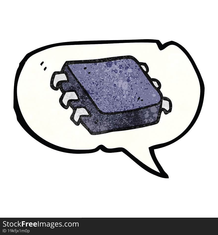 speech bubble textured cartoon computer chip