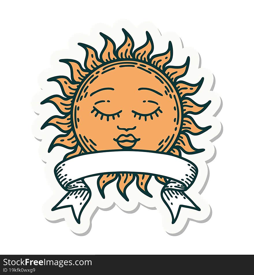 Tattoo Sticker With Banner Of A Sun