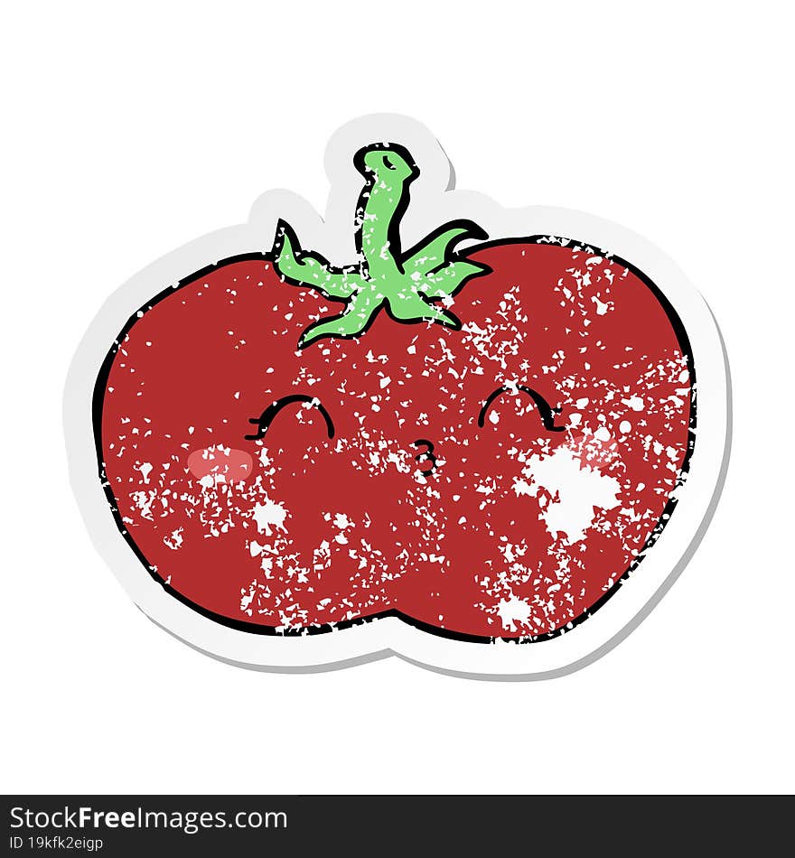 Distressed Sticker Of A Cartoon Tomato