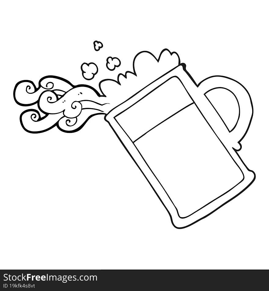 Black And White Cartoon Pouring Beer